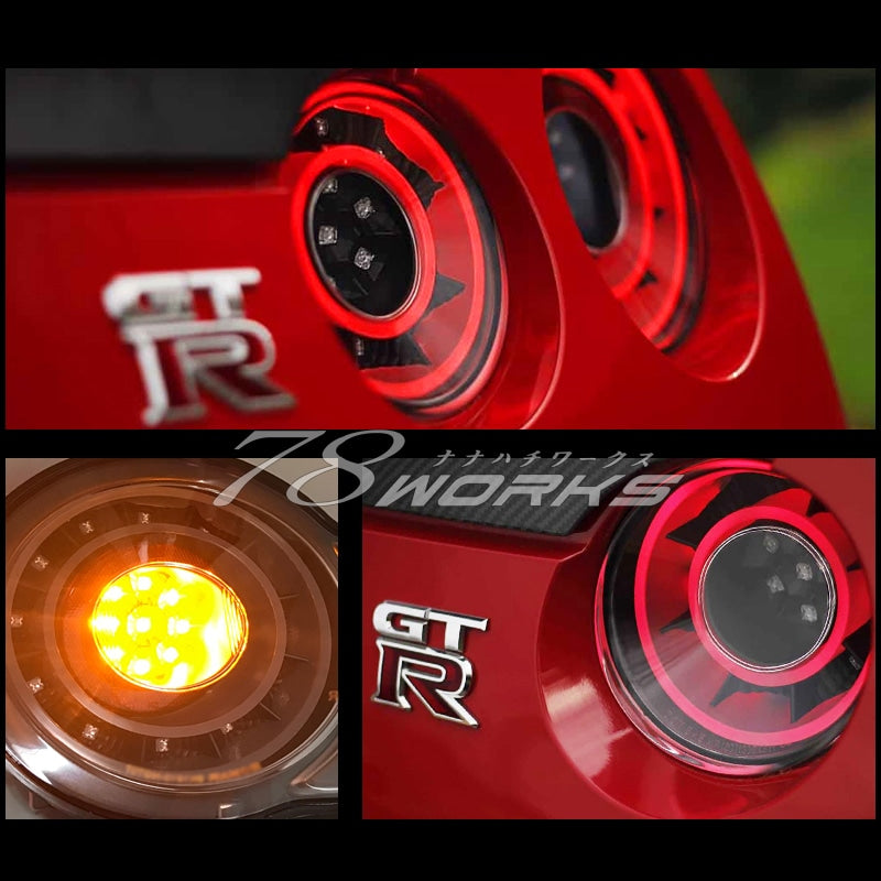 R35 NISSAN GT-R Fiber Taillights LED turn signals Black / Red Clear