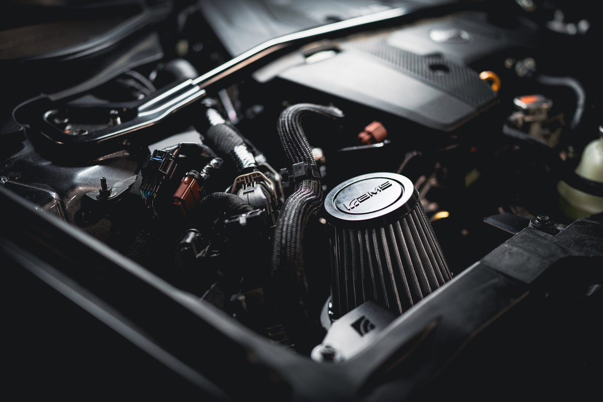 AMS Performance Nissan Z 80mm Air Intake engine bay detail