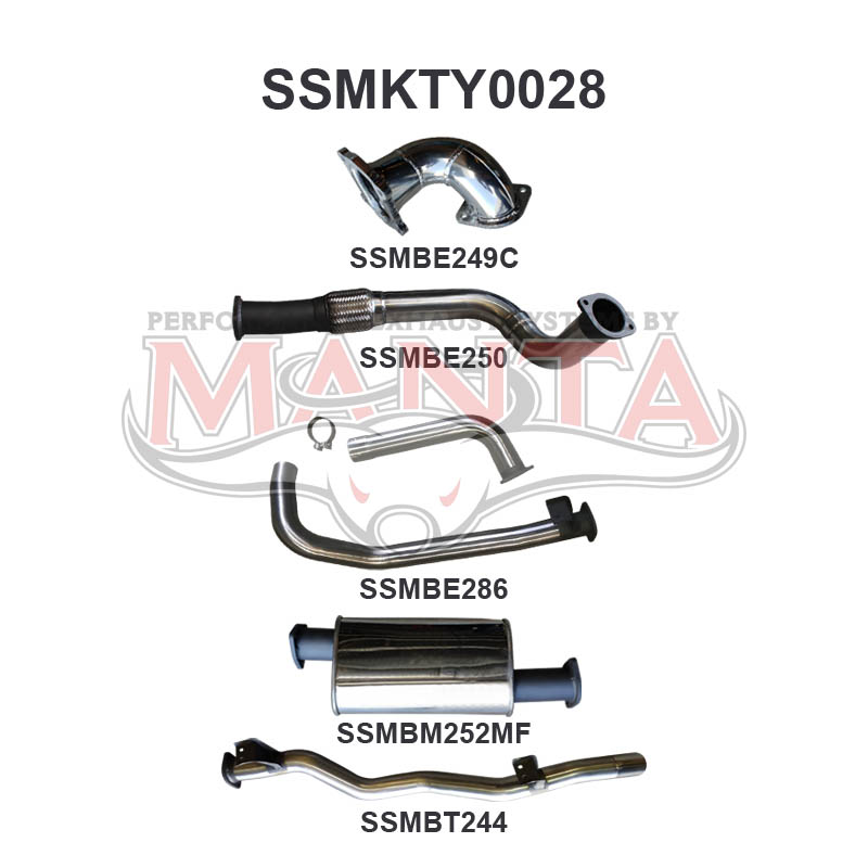 Toyota Landcruiser HDJ78/75 4.2L Troop Carrier 3in Full Exhaust system with Muffler (1HD-FT Turbo Motor)