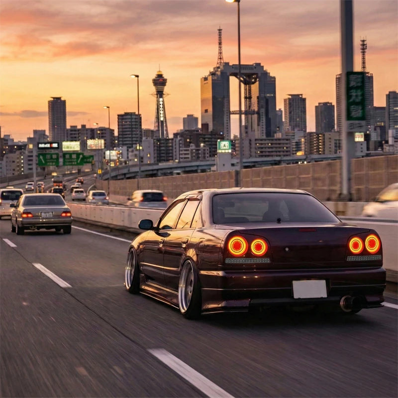 R34 Skyline 4D Sedan ENR34 ER34 HR34 Fiber LED taillights Red Clear