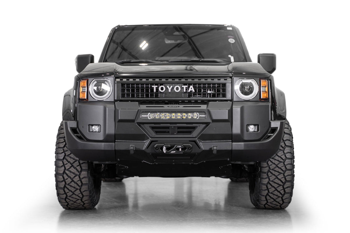 Front view of ADD Stealth Center Mount Winch Front Bumper on Toyota Land Cruiser 250