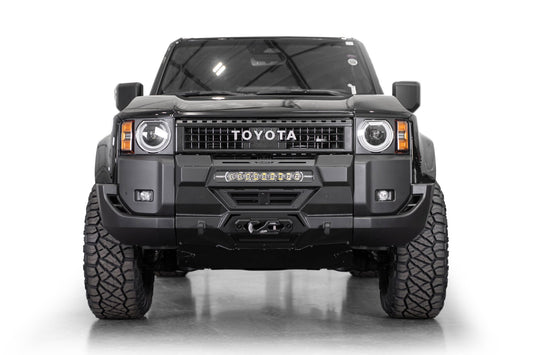 Front view of ADD Stealth Center Mount Winch Front Bumper on Toyota Land Cruiser 250