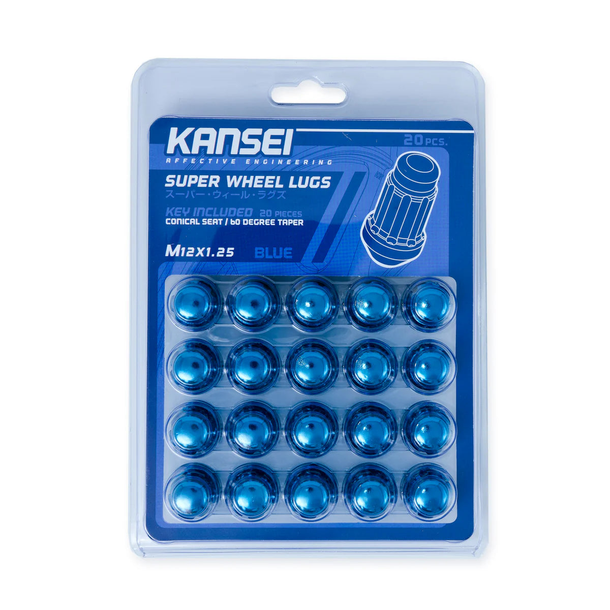 Kansei Spline Acorn Lug Nuts (20 PC Kit) Black/Blue/Red Colors