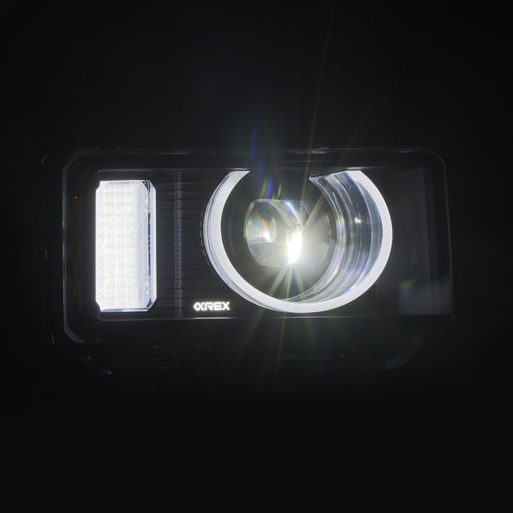 AlphaRex Heritage Edition LED Projector Headlight illuminated on Toyota Land Cruiser
