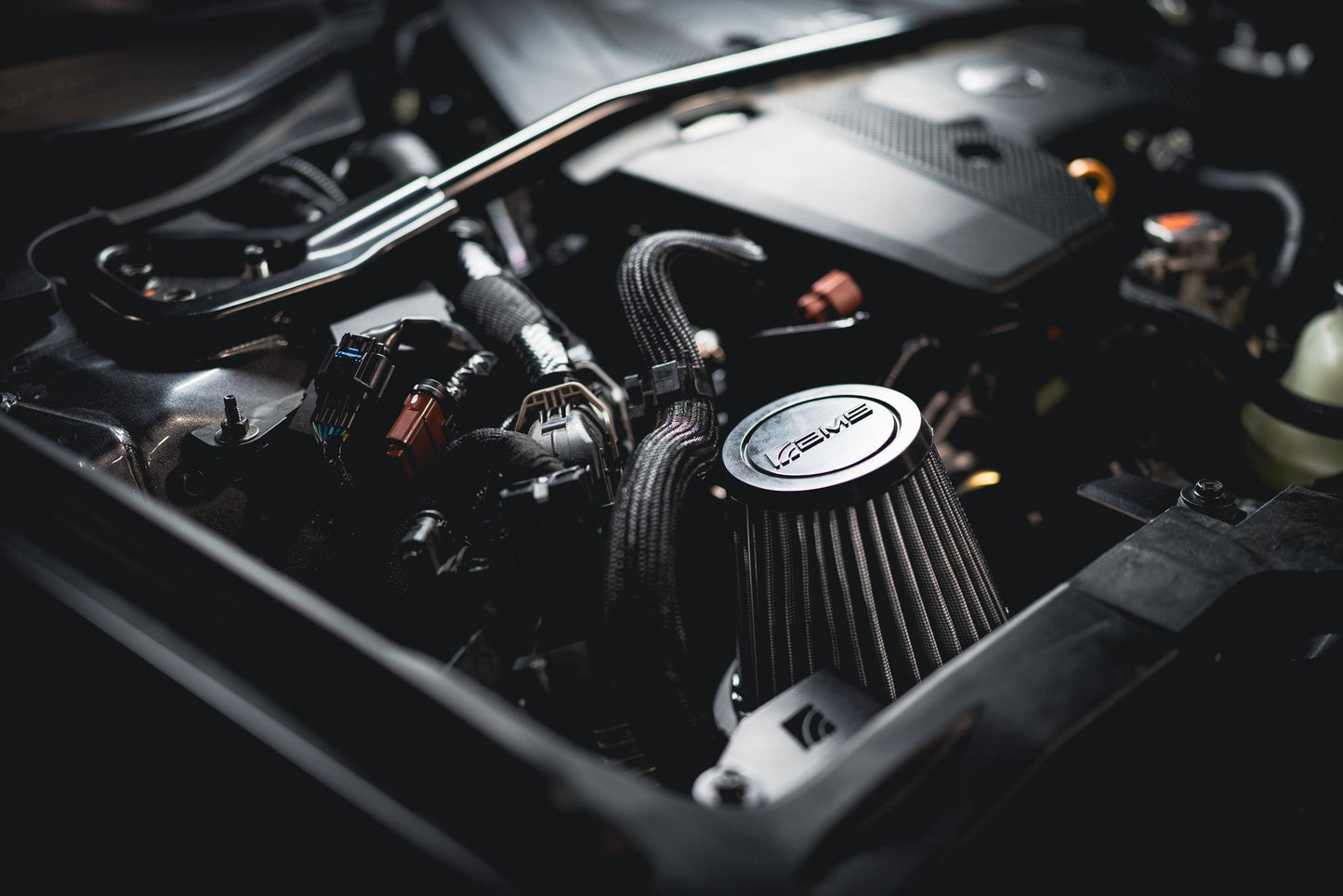 AMS Performance Nissan Z 80mm Air Intake engine bay detail