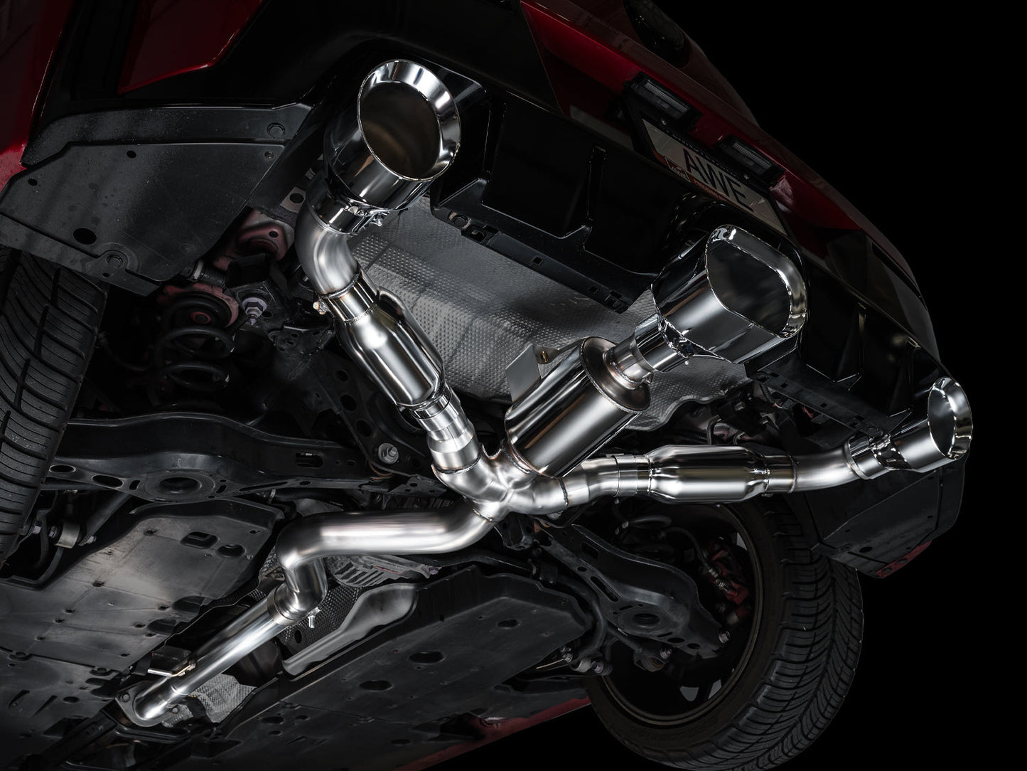 AWE Chrome Silver Exhaust installed on Toyota GR Corolla