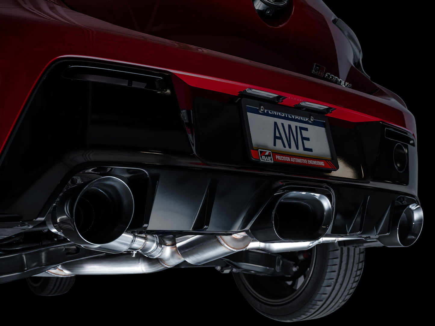 AWE Diamond Black Exhaust installed on Toyota GR Corolla