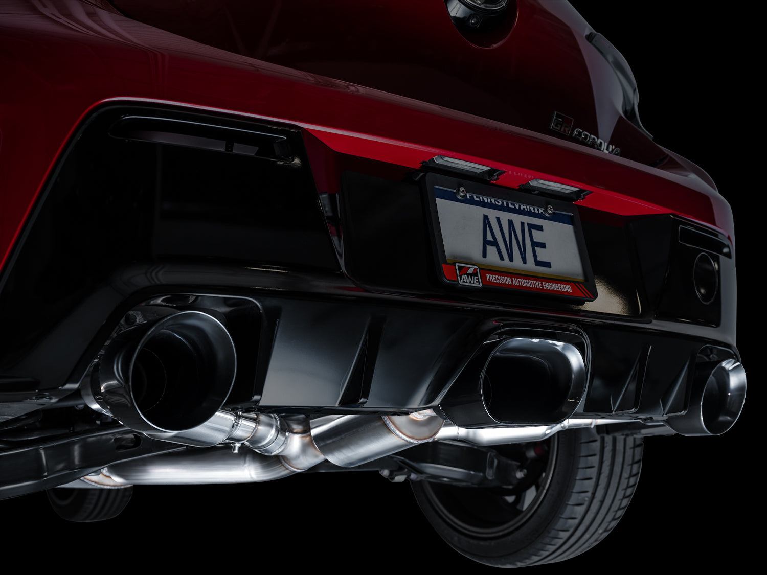 AWE Diamond Black Exhaust installed on Toyota GR Corolla