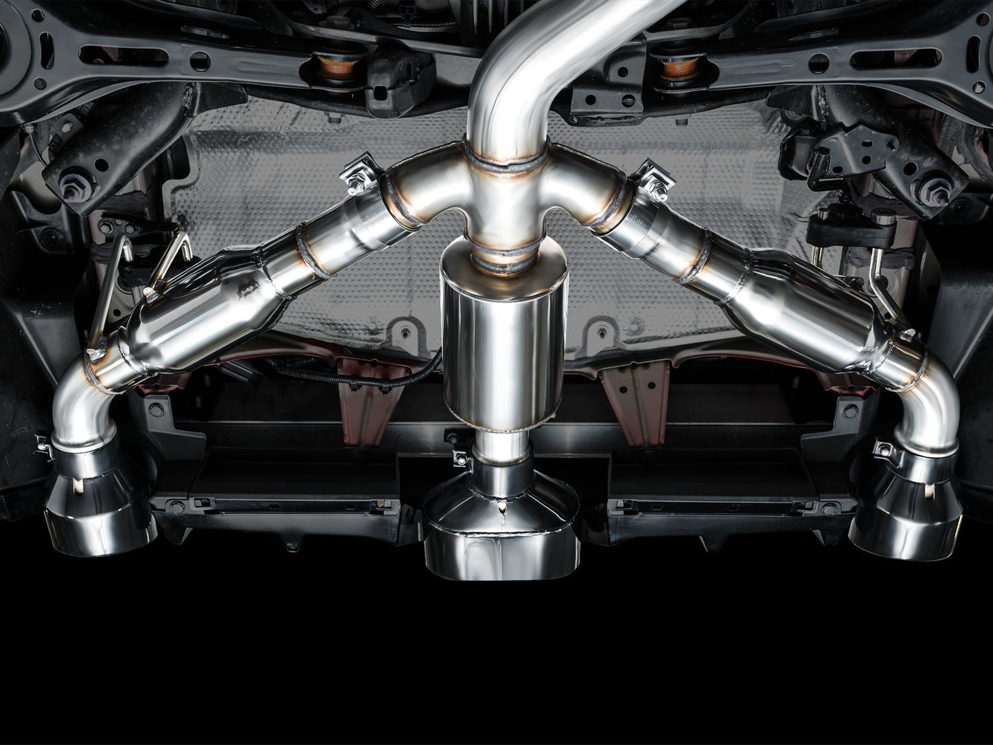 AWE Diamond Black exhaust tip detail for Toyota GR Corolla