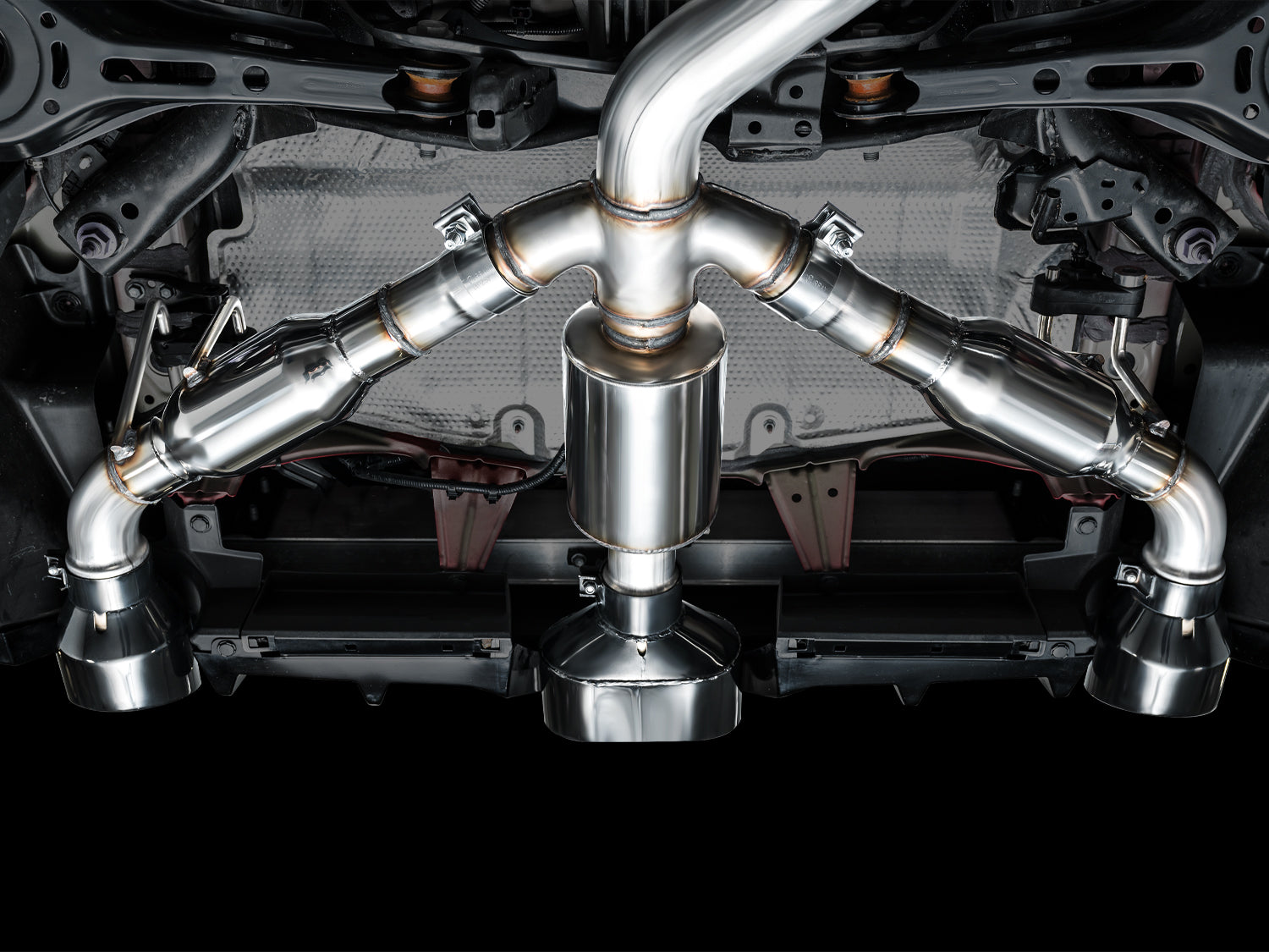AWE Diamond Black exhaust tip detail for Toyota GR Corolla