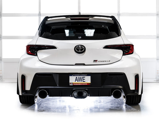 AWE Track Edition Exhaust for Toyota GR Corolla - Chrome Silver Tips