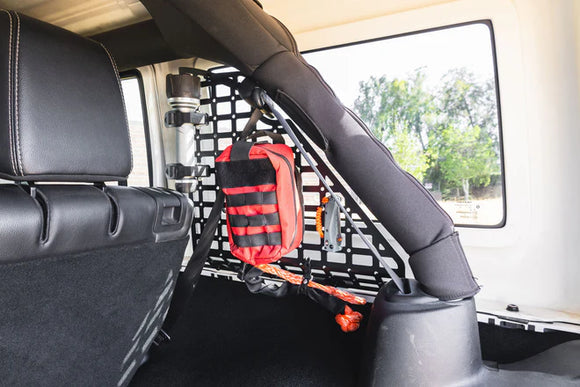 DV8 Offroad rear window Molle Panels installed in Jeep Wrangler JK