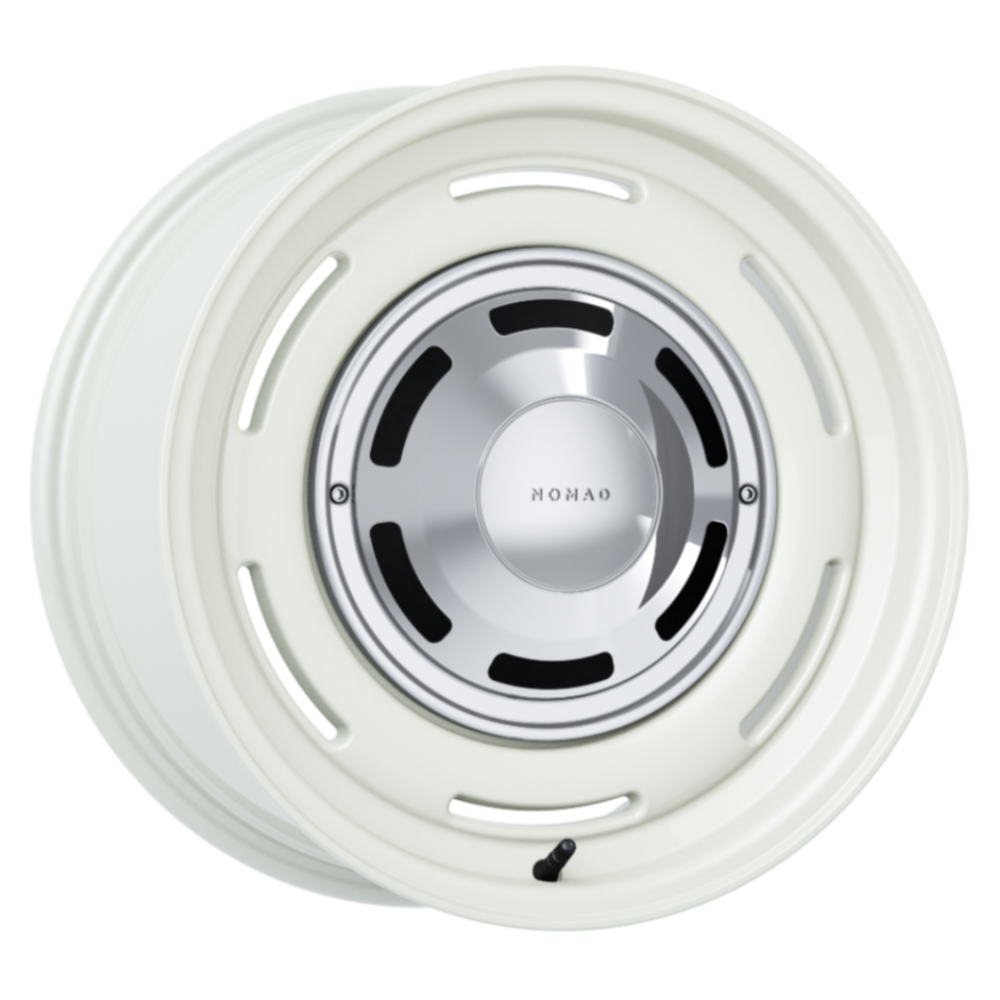 Nomad Wheels 504 Field Vintage White with retro-style hubcap