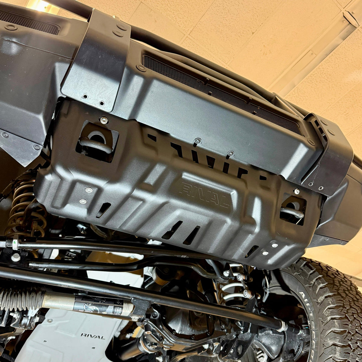 RIVAL aluminum front skid plate installed on Ineos Grenadier